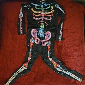 🔥3XHP🔥🔥9-18-22🔥9-18-22🔥10-1-23🔥NWT KIDS SKELETON COSTUME BLACK UNISEX SZ L